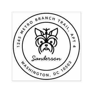 Carimbo Auto Entintado Yorkshire Terrier Return Address Stamp Self-Inking