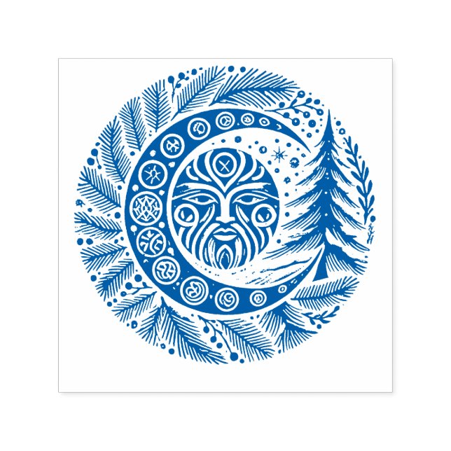 Carimbo Auto Entintado Yule Winter Solstice Greenman                      (Design)