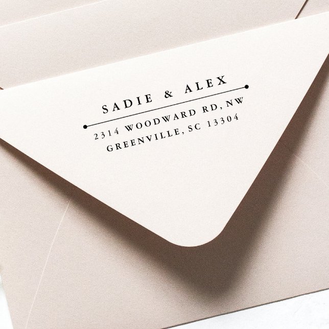 Carimbo "clássico" de endereço de retorno com tint (Simple Typography Couples Return Address Self Inking Stamp)