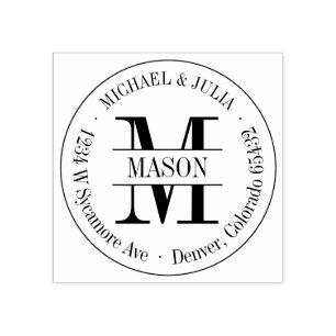 Carimbo clássico de monograma redondo