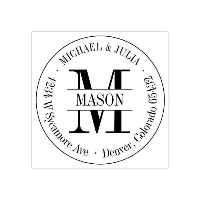 Carimbo clássico de monograma redondo (Impressão)