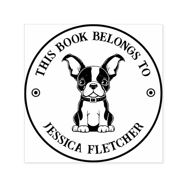 Carimbo da Bookplate em Boston Terrier (Design)