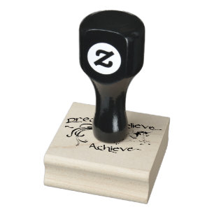 Carimbo de 2" x 2" de borracha - Dream Believe Ach