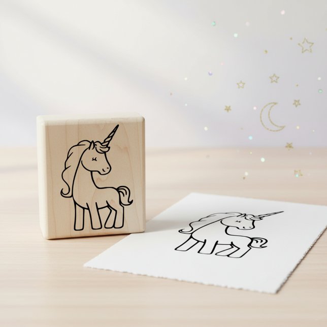 Carimbo De Arte De Borracha Unicórica Para Criança (Cute unicorn wooden art stamp.🦄)