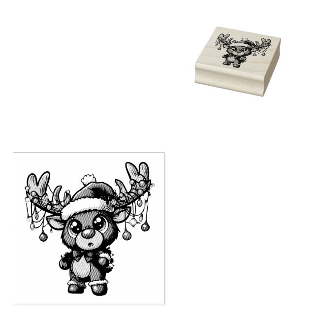 Carimbo de Arte de Madeira para Reindeer de Natal (Carimbado)