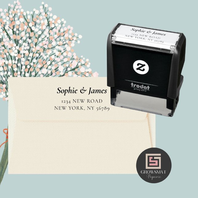 Carimbo de Autenticação de Script de Endereço de R (Minimalist return address self-inking stamp)