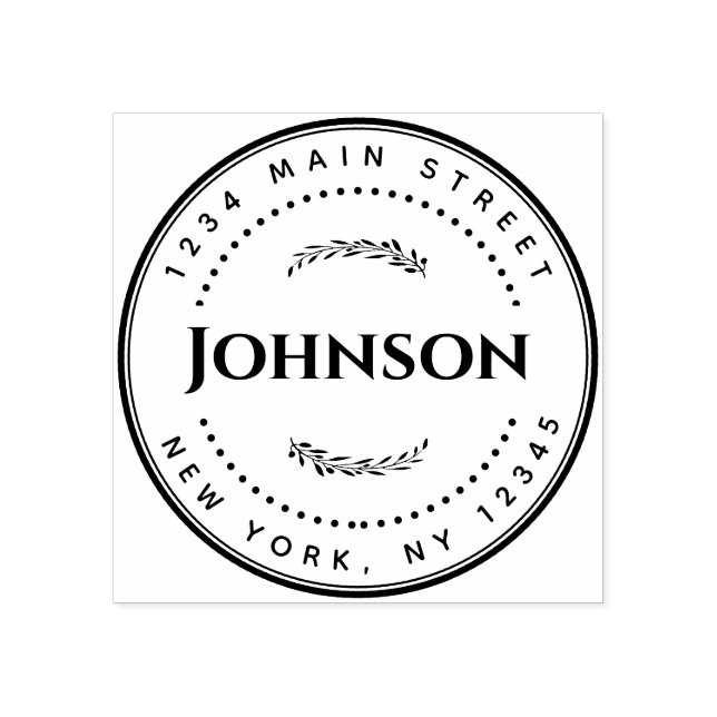 Carimbo de Autocolagem do Endereço Redondo Clássic (Impressão)