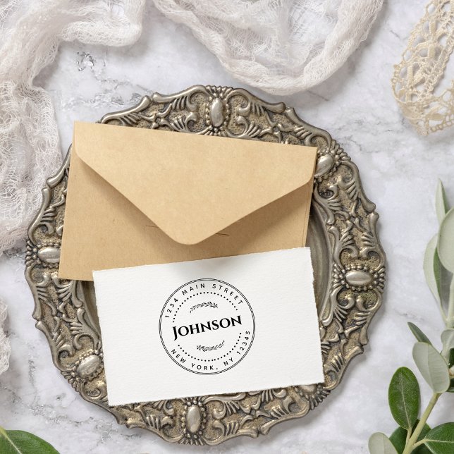 Carimbo de Autocolagem do Endereço Redondo Clássic (Criador carregado)