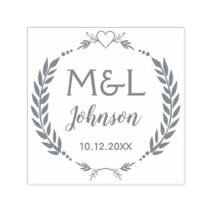 Carimbo de Autotinta de Casamento de Monogramas Pe