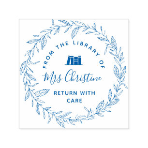 Carimbo de biblioteca botânica de script elegante