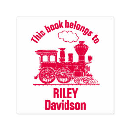 Carimbo de biblioteca com nome de trem a vapor