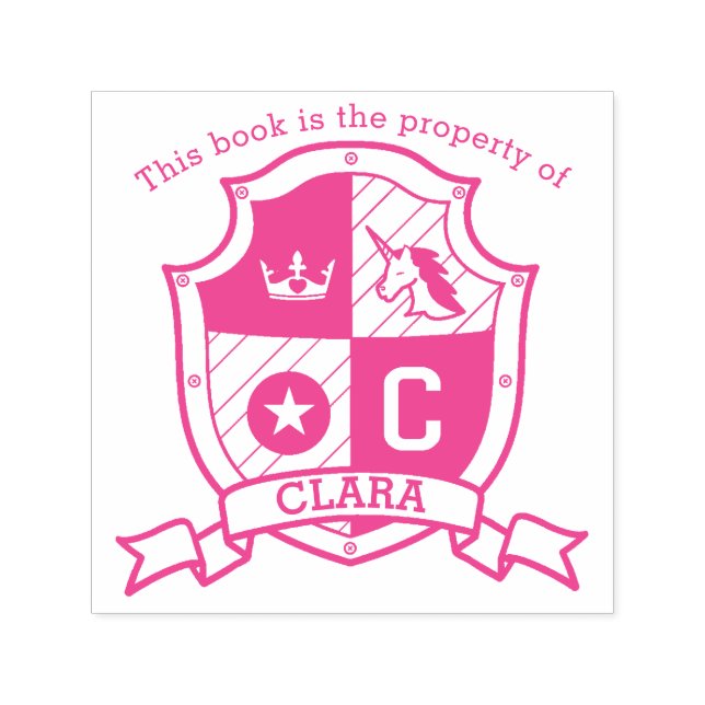 Carimbo de biblioteca unicórn de nome personalizad (Design)