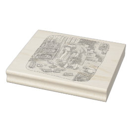 CARIMBO DE BORRACHA さなささじ  部屋の階段わきで屈んでたくさん落ちているゴミを拾う女性のイラスト