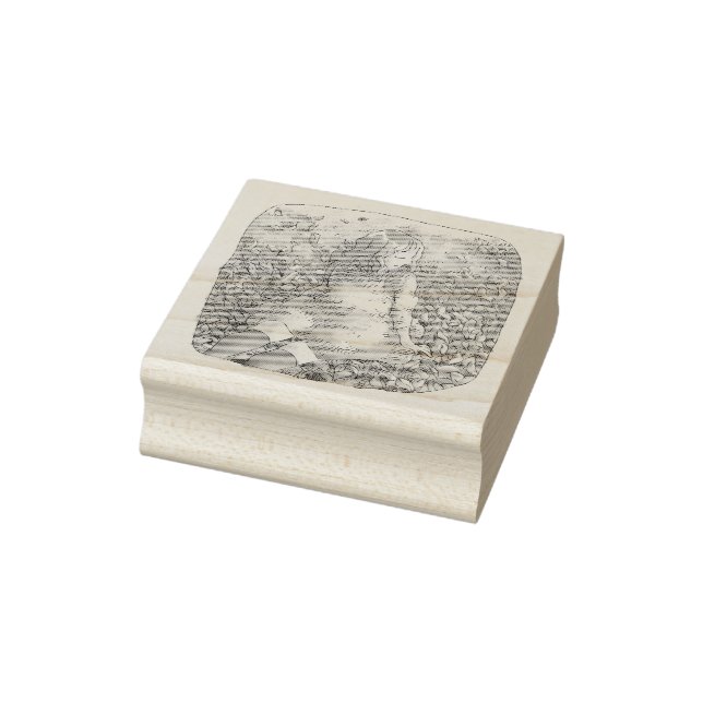 CARIMBO DE BORRACHA さやれむじ　秋の落ち葉の上に座る女性 (Carimbo)