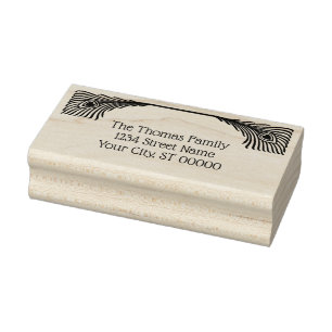 Carimbo De Borracha 2 Penas de Pancos Pavão Art Nouveau