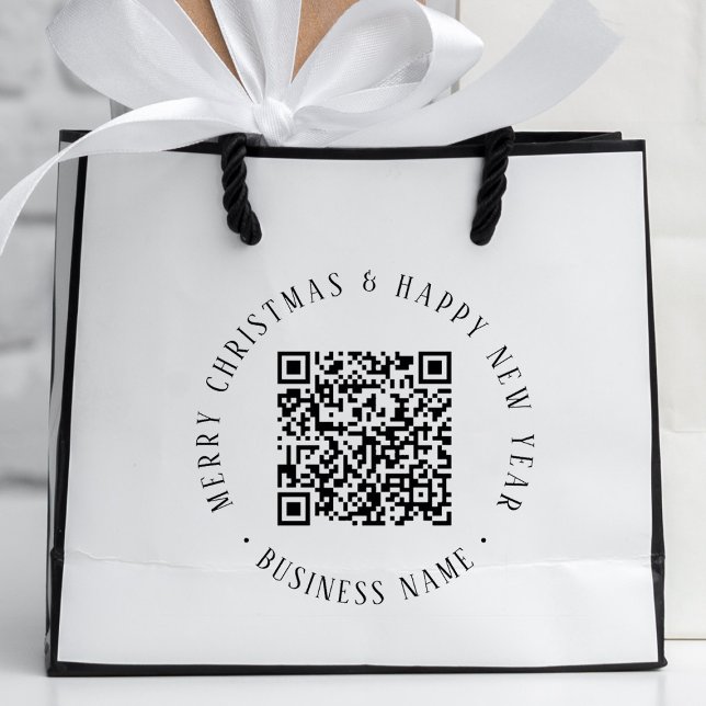 Carimbo De Borracha 4X5 Business QR Code Christmas Holiday Simple (Criador carregado)