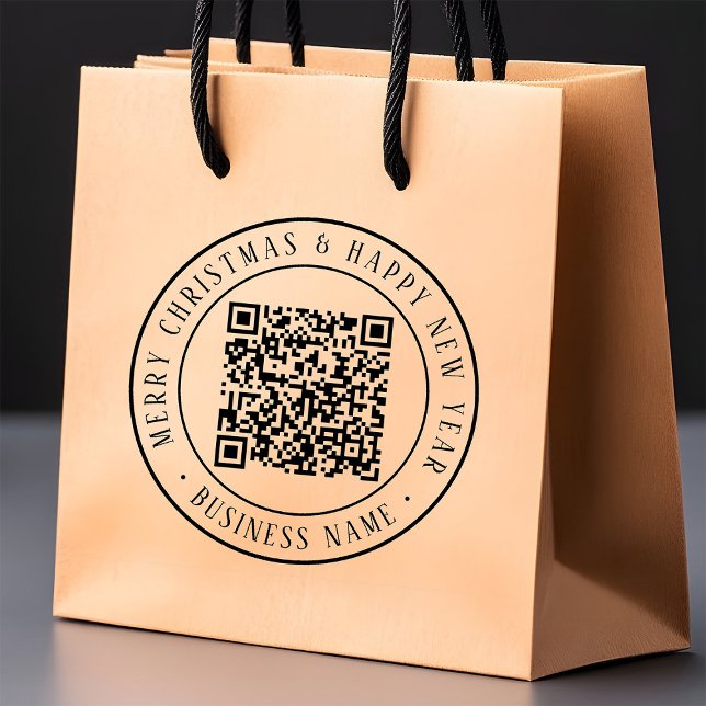 Carimbo De Borracha 4X5 Merry Christmas & Happy New Year QR Code (Criador carregado)