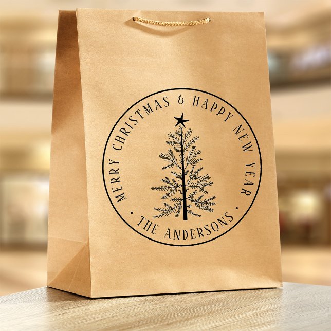 Carimbo De Borracha 4X5 Merry Christmas & Happy New Year Rustic (Criador carregado)