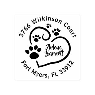 Carimbo De Borracha A Pw Imprime No Seu Endereço De Retorno Coração