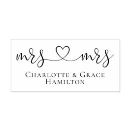 Carimbo De Borracha A Sra. Elegant Scroll Heart Text Gay Wedding