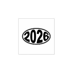 Carimbo De Borracha Adesivo Oval Ano Novo 2026
