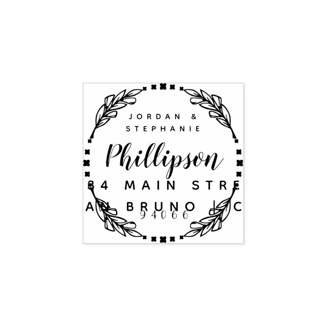 Carimbo De Borracha Adição de Retorno de Casal Casado Rústico Desenhad (Impressão)