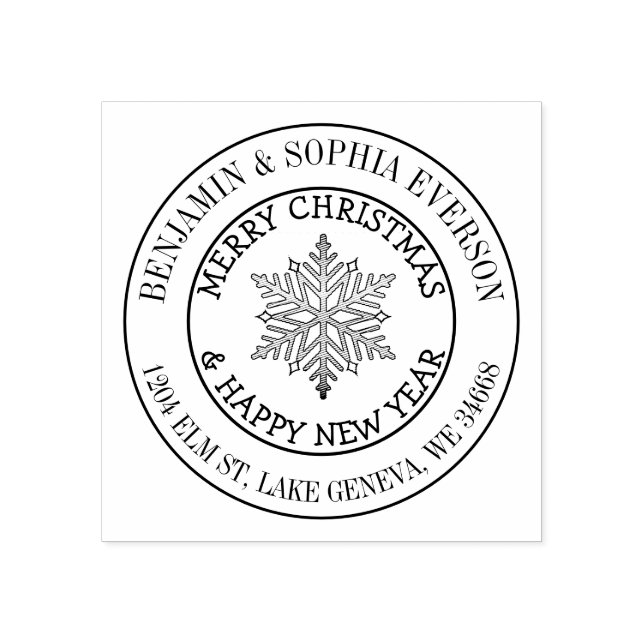 Carimbo De Borracha Adicione seu nome e endereço Floco de neve de Nata (Impressão)