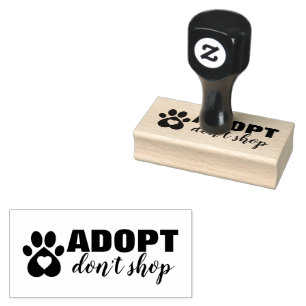 Carimbo De Borracha Adopt Don’t Shop Resgate de Animais 1.5” x 3” Cari