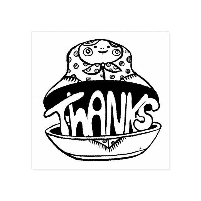 Carimbo De Borracha Agradecimento Manuscrito Dentro da Boneca Matryosh (Impressão)