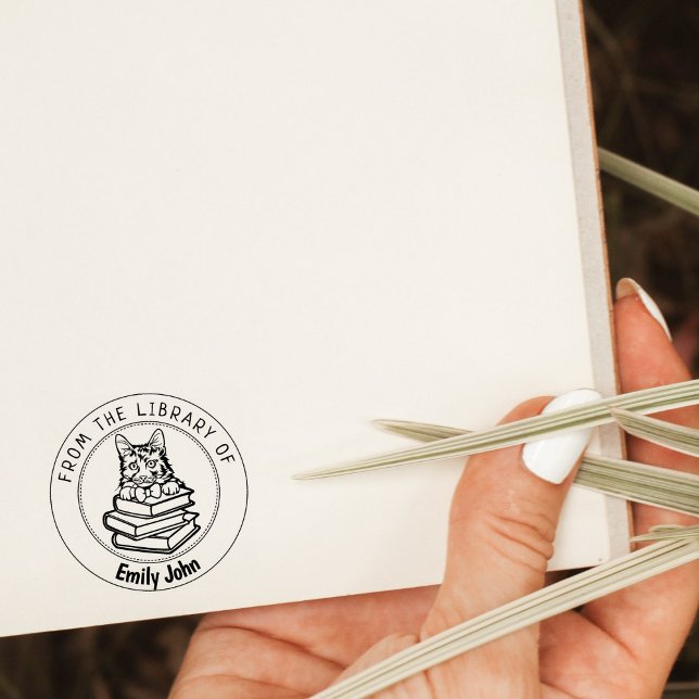 Carimbo De Borracha American Bobtail Cat, Livro Da Biblioteca De (Criador carregado)