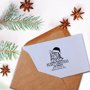 Carimbo De Borracha American Bobtail Cat Return Address Natal