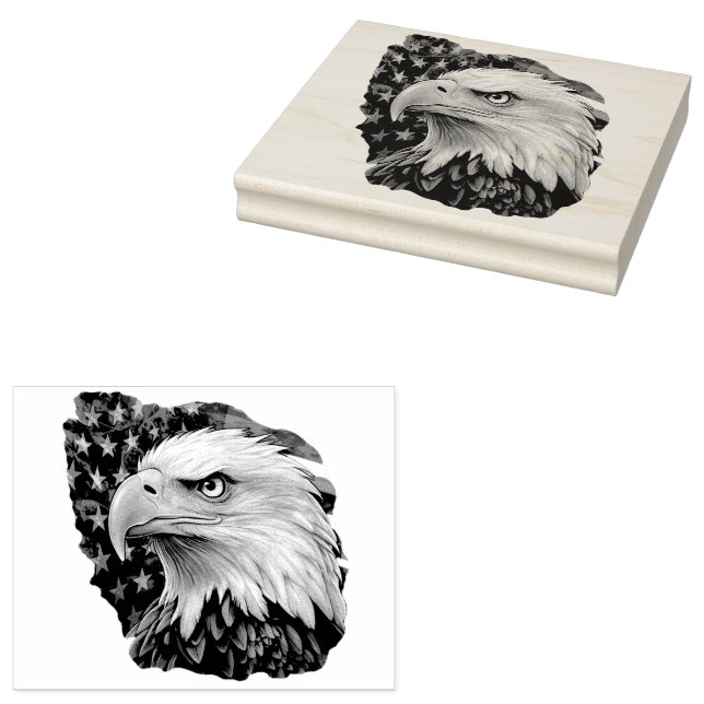 Carimbo De Borracha American Flag Bald Eagle (Carimbado)