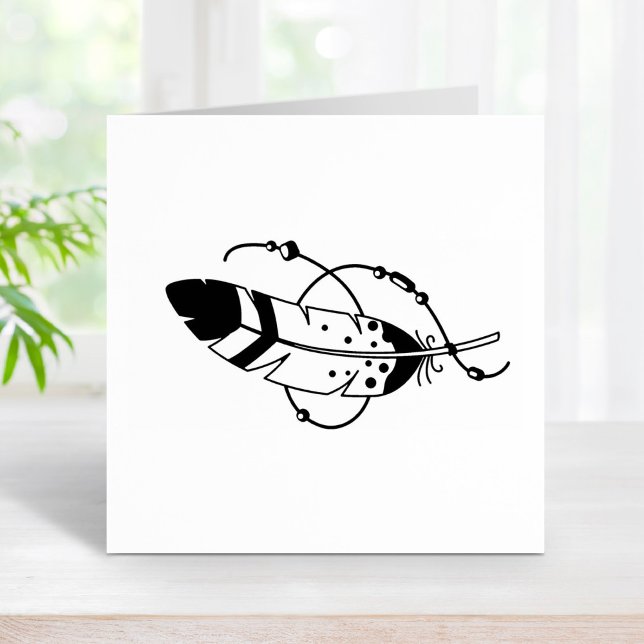 Carimbo De Borracha Amuleto de Boho Tribal do Feather Miçanga (Criador carregado)