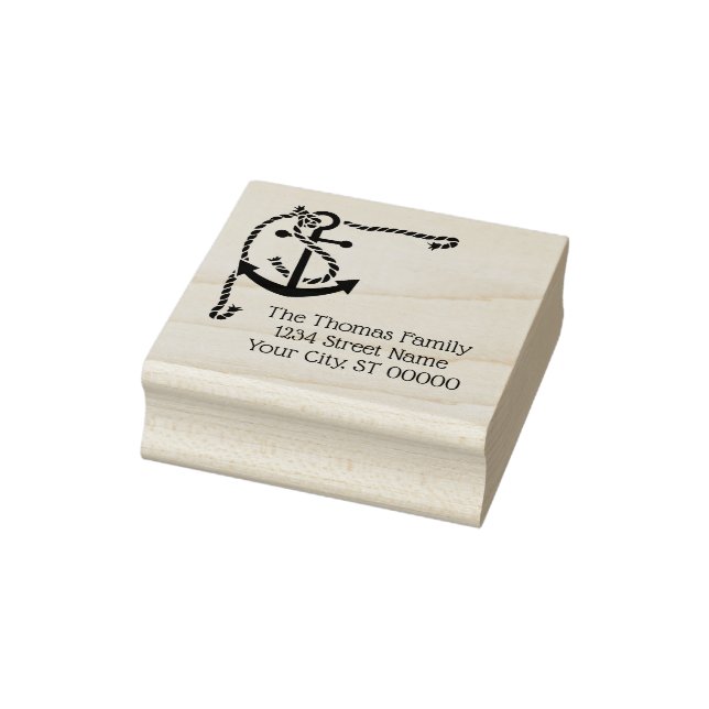 Carimbo De Borracha Âncora de Canto com Corda (Carimbo)