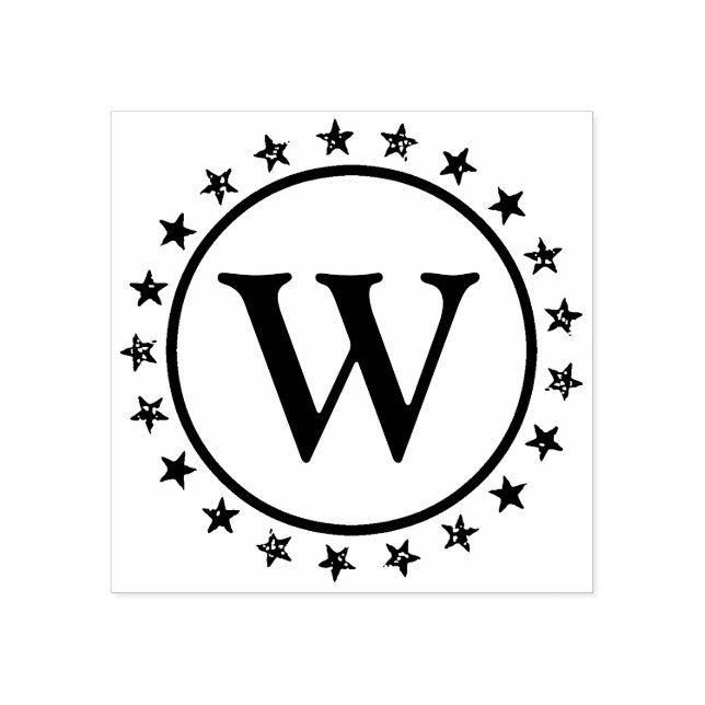 Carimbo De Borracha Anel de Estrelas Monograma (Impressão)