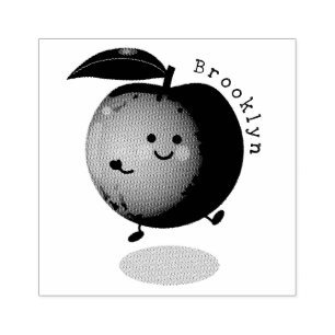 Carimbo De Borracha Animação de cor amarela de pêssego feliz