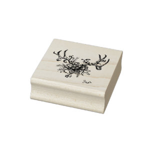 Carimbo De Borracha Antlers com selo das flores