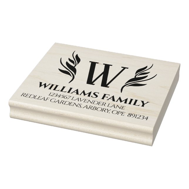 Carimbo De Borracha Apelido Floral Elegante Monograma Endereço de Devo (Carimbo)