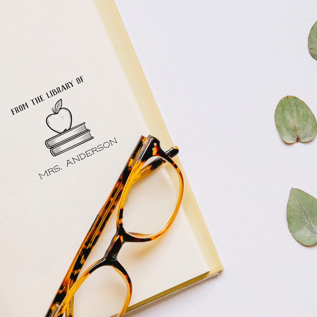 Carimbo De Borracha Apple Elegante Rústica Da Biblioteca De (Criador carregado)