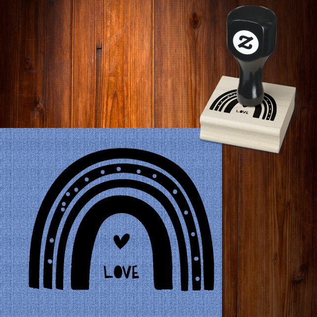 Carimbo De Borracha Arco-Íris Moderno Boho com Pequeno Ênfase Cardíaca (Stands out beautifully even on colors.)