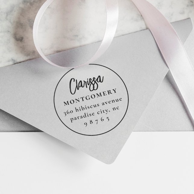 Carimbo De Borracha Arredondar Frame Boho Nome Personalizado e Endereç (Stamp Mockup)