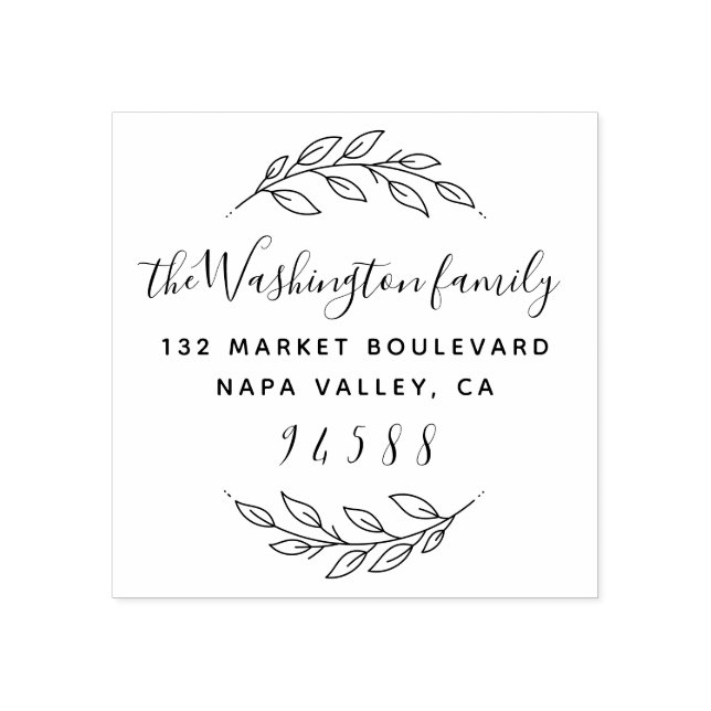 Carimbo De Borracha Arredondar Wreath e Nome Personalizado da Família  (Impressão)