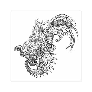 Carimbo De Borracha Art Nouveau Estilo Folha Dragão do Wing Dragão C