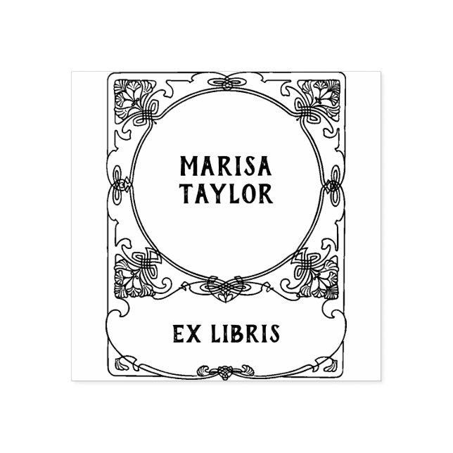 Carimbo De Borracha Art nouveau frame ex libris (Impressão)