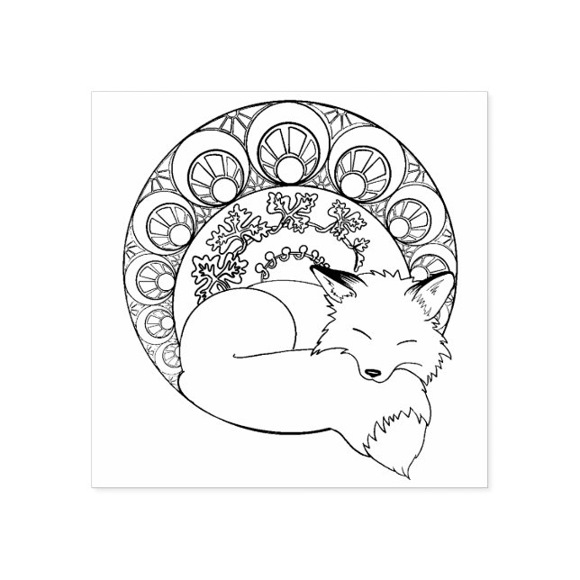 Carimbo De Borracha Art Nouveau Mabon Autumn Fox Wood Art Stamp (Impressão)