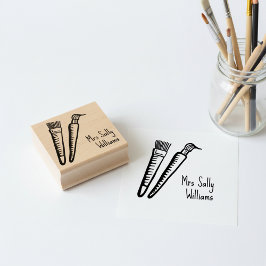 Carimbo De Borracha Art Teacher Name Stamp - Square Signature Stamper