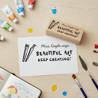 Carimbo De Borracha Art Teacher Supportive Praise Wooden Art Stamp