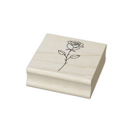 Carimbo De Borracha Arte de Linha Botânica de Rosa Minimalista