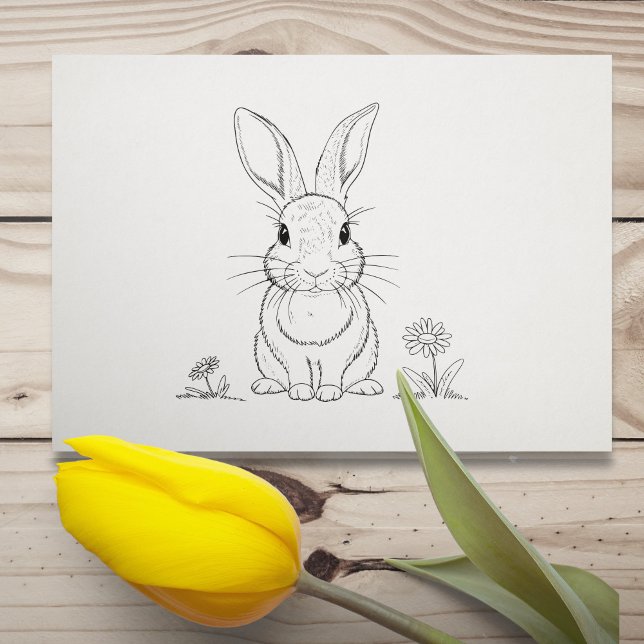 Carimbo De Borracha Arte de Linha de Coelho Cento (Cute Rabbit Line Art Rubber Stamp)