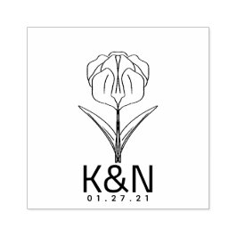 Carimbo De Borracha Arte de Linha de Tulipa Floral Logotipo Inicial Ca